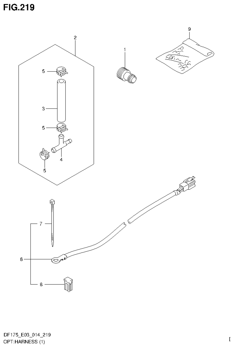 Suzuki DF175ZG OPT:HARNESS (1) (DF150TG E03) parts diagram